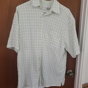 Bamboo Cay Button Up Shirt Men's M  Green And Blue Plad Modal Front Pocket